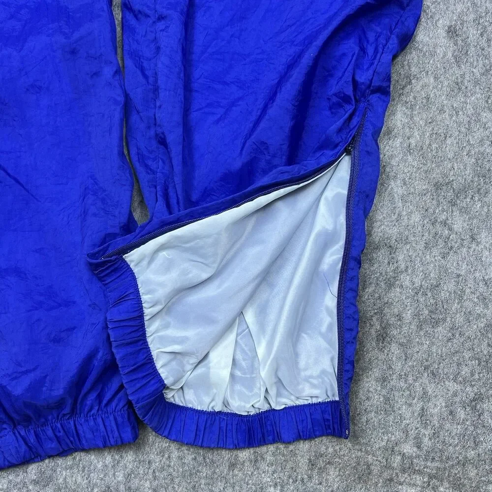 Vtg Reebok Men's Track Pants Blue Nylon Elastic Waist Zip Ankle 90's Size Medium